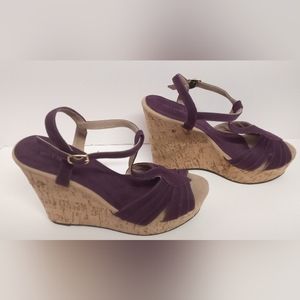 Deep Purple Wet Seal Suede Espadrille Wedge Platforms Size 8
